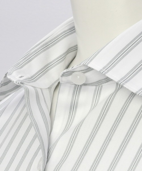 TOKYO SHIRTS（トウキョウシャツ）の「LENZING(TM)ECOVERO(TM)  形態安定ノーアイロン ワイド 長袖ビジネスワイシャツ（ビジネスシャツ・レディース・ライトグリーン・S/M/L/LL/XL）」の5枚目の写真