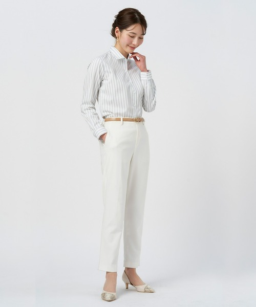 TOKYO SHIRTS（トウキョウシャツ）の「LENZING(TM)ECOVERO(TM)  形態安定ノーアイロン ワイド 長袖ビジネスワイシャツ（ビジネスシャツ・レディース・ライトグリーン・S/M/L/LL/XL）」の6枚目の写真