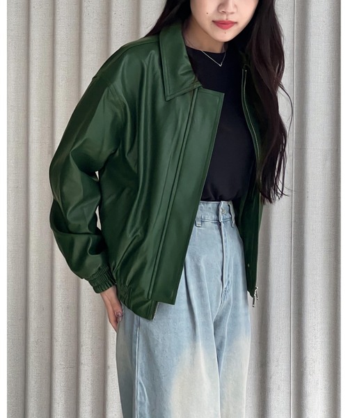 LADY VOLUME（レディーボリューム）の「Lady Volume／9127ビンテージジャケット  2104802（ブルゾン・レディース・ネイビー/ブラウン/グリーン/アイボリー・FREE）」の3枚目の写真