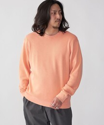SHIPS: 14ゲージ 畦編み サンフェード コットン クルーネック ニット