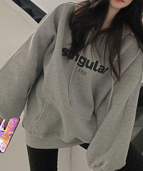 SHEPP(シープ)の「ロゴプリント パーカー(パーカー・レディース・グレー/ブラック/ホワイト・L/2XL)」の13枚目の写真