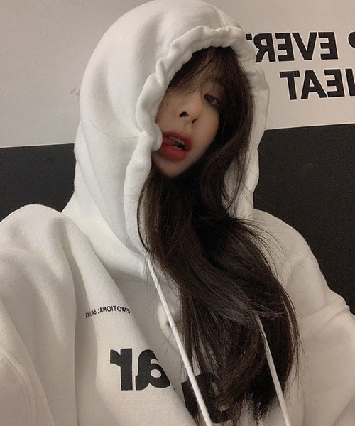 SHEPP(シープ)の「ロゴプリント パーカー(パーカー・レディース・グレー/ブラック/ホワイト・L/2XL)」の14枚目の写真