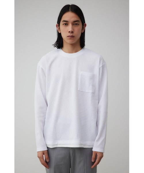 AZUL by moussy(アズールバイマウジー)の「レイヤードロングTシャツ(Tシャツ/カットソー・メンズ・ライトブルー/ブラック/ホワイト・FREE)」の7枚目の写真