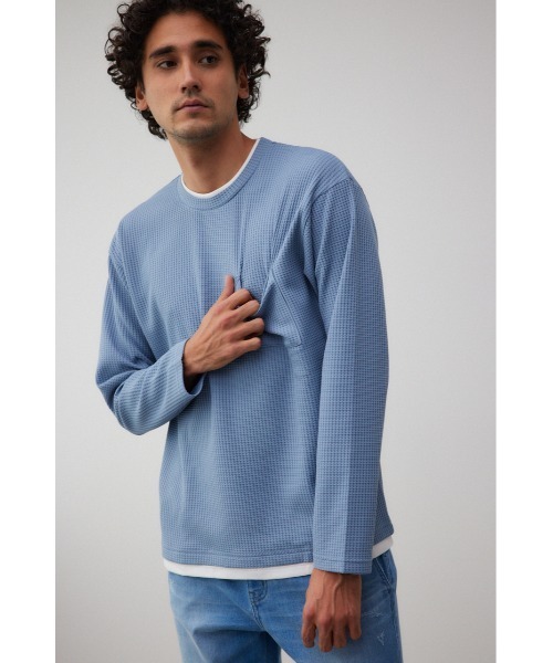 AZUL by moussy(アズールバイマウジー)の「レイヤードロングTシャツ(Tシャツ/カットソー・メンズ・ライトブルー/ブラック/ホワイト・FREE)」の16枚目の写真