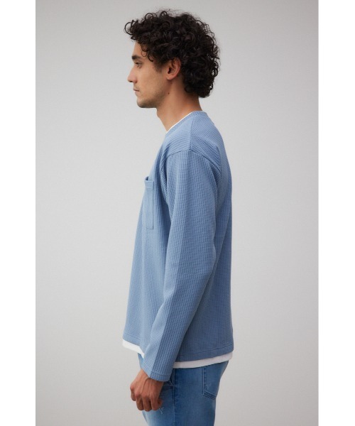 AZUL by moussy(アズールバイマウジー)の「レイヤードロングTシャツ(Tシャツ/カットソー・メンズ・ライトブルー/ブラック/ホワイト・FREE)」の18枚目の写真