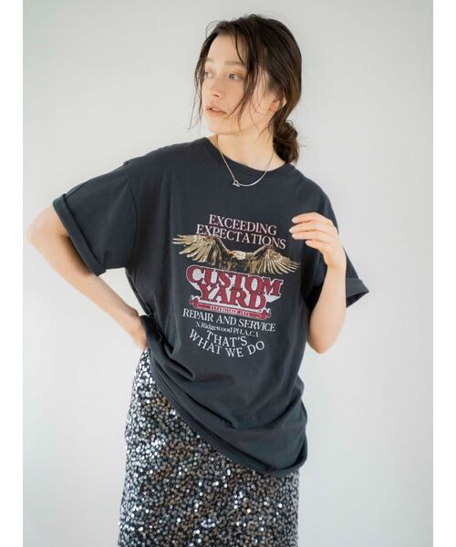 Ungrid（アングリッド）の「ビッグシルエットイーグルTee（Tシャツ/カットソー・レディース・キャメル/チャコールグレー/オフホワイト・FREE）」の10枚目の写真