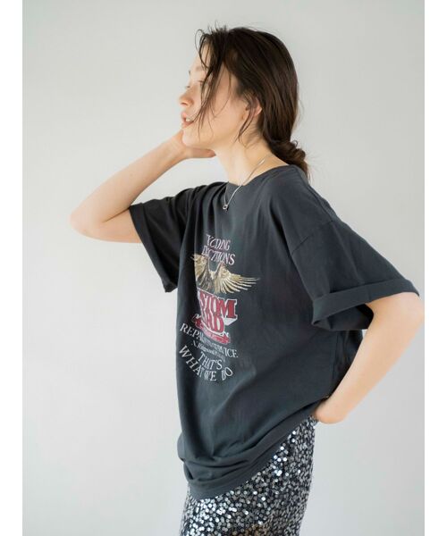 Ungrid（アングリッド）の「ビッグシルエットイーグルTee（Tシャツ/カットソー・レディース・キャメル/チャコールグレー/オフホワイト・FREE）」の12枚目の写真