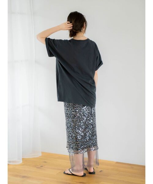 Ungrid（アングリッド）の「ビッグシルエットイーグルTee（Tシャツ/カットソー・レディース・キャメル/チャコールグレー/オフホワイト・FREE）」の6枚目の写真