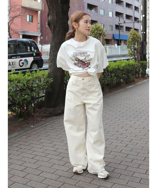 Ungrid（アングリッド）の「ビッグシルエットイーグルTee（Tシャツ/カットソー・レディース・キャメル/チャコールグレー/オフホワイト・FREE）」の9枚目の写真