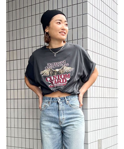 Ungrid（アングリッド）の「ビッグシルエットイーグルTee（Tシャツ/カットソー・レディース・キャメル/チャコールグレー/オフホワイト・FREE）」の22枚目の写真
