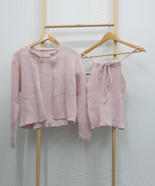 Miniministore(ミニミニストア)の「ニットカーディガンキャミソール2点セット(ニット/セーター・レディース・ブラック/ブルーグレー/アイボリー/カーキ/ピンク/ミント・FREE)」の18枚目の写真