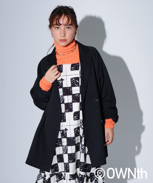 OWNth(オンス)の「脹れジャガードカットソートップス(Tシャツ/カットソー・レディース・ホワイト/ブラック/オレンジ・R/P)」の12枚目の写真