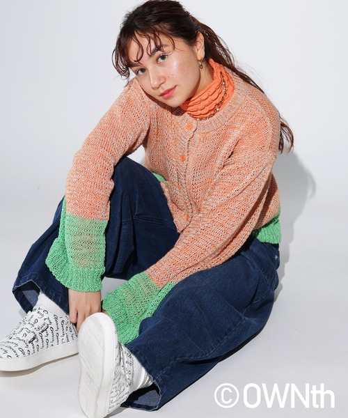 OWNth(オンス)の「脹れジャガードカットソートップス(Tシャツ/カットソー・レディース・ホワイト/ブラック/オレンジ・R/P)」の16枚目の写真