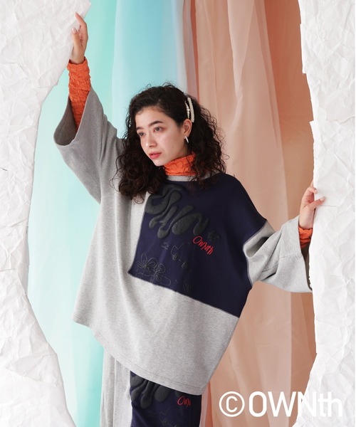 OWNth(オンス)の「脹れジャガードカットソートップス(Tシャツ/カットソー・レディース・ホワイト/ブラック/オレンジ・R/P)」の17枚目の写真