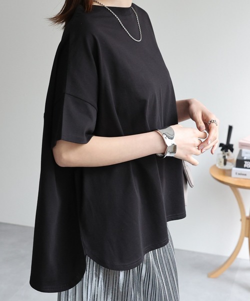 sakishimatokyo(サキシマトーキョー)の「【USAコットン】ビッグシルエットチュニックTシャツ(Tシャツ/カットソー・レディース・アイボリー/グレー/ホワイト/ブラック・FREE)」の1枚目の写真