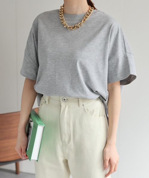 sakishimatokyo(サキシマトーキョー)の「【USAコットン】ビッグシルエットチュニックTシャツ(Tシャツ/カットソー・レディース・アイボリー/グレー/ホワイト/ブラック・FREE)」の13枚目の写真