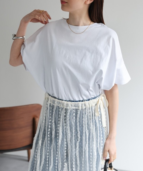 大きいサイズ 23区 コットン ビックシルエットTシャツ(自由区ICBクミキョク セール】コットンビッグシルエットロゴTシャツ（Tシャツ