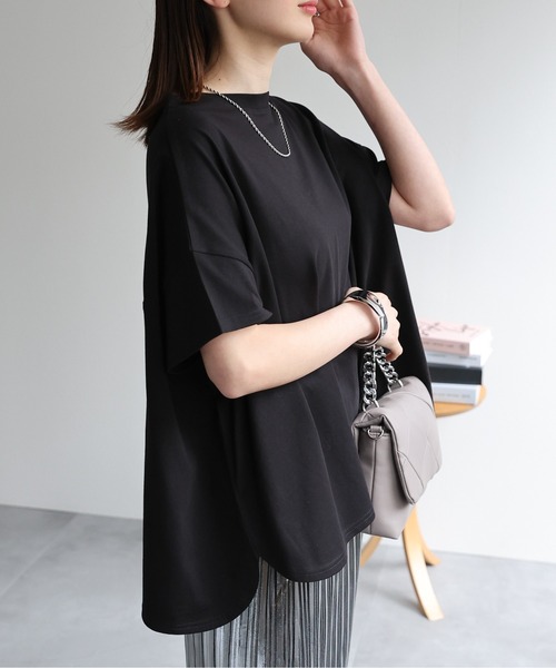 sakishimatokyo(サキシマトーキョー)の「【USAコットン】ビッグシルエットチュニックTシャツ(Tシャツ/カットソー・レディース・アイボリー/グレー/ホワイト/ブラック・FREE)」の10枚目の写真