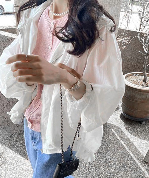 Miniministore(ミニミニストア)の「韓国風ジップパーカー長袖 紫外線UV対策(マウンテンパーカー・レディース・ブラック/キャメル/ホワイト・FREE)」の2枚目の写真