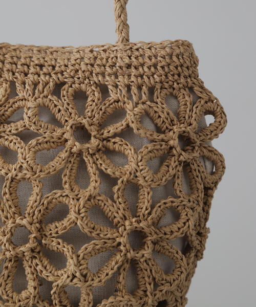 FREE'S MART(フリーズマート)の「◆フラワー雑材バッグ(かごバッグ・レディース・ライトグリーン/ベージュ・フリ-)」の14枚目の写真