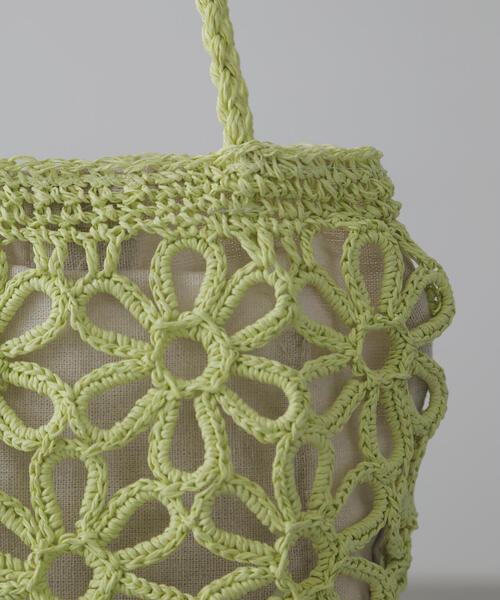 FREE'S MART(フリーズマート)の「◆フラワー雑材バッグ(かごバッグ・レディース・ライトグリーン/ベージュ・フリ-)」の17枚目の写真