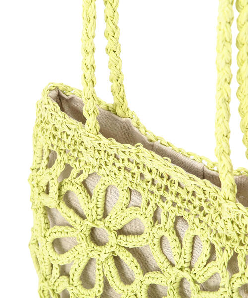 FREE'S MART(フリーズマート)の「◆フラワー雑材バッグ(かごバッグ・レディース・ライトグリーン/ベージュ・フリ-)」の20枚目の写真