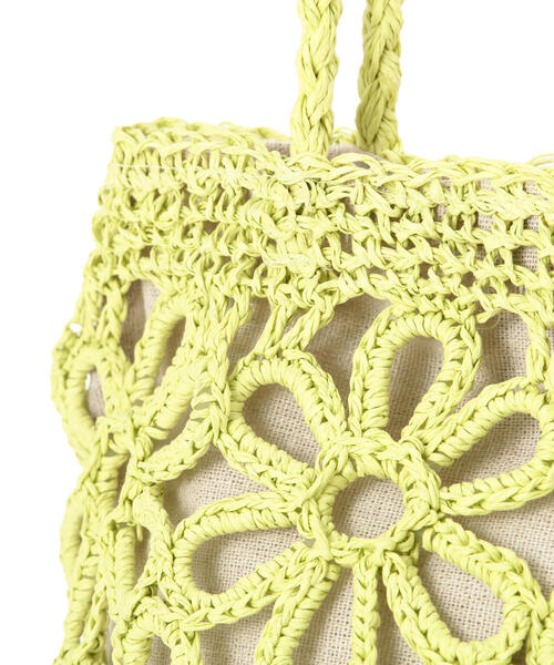 FREE'S MART(フリーズマート)の「◆フラワー雑材バッグ(かごバッグ・レディース・ライトグリーン/ベージュ・フリ-)」の22枚目の写真