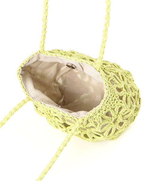 FREE'S MART(フリーズマート)の「◆フラワー雑材バッグ(かごバッグ・レディース・ライトグリーン/ベージュ・フリ-)」の11枚目の写真