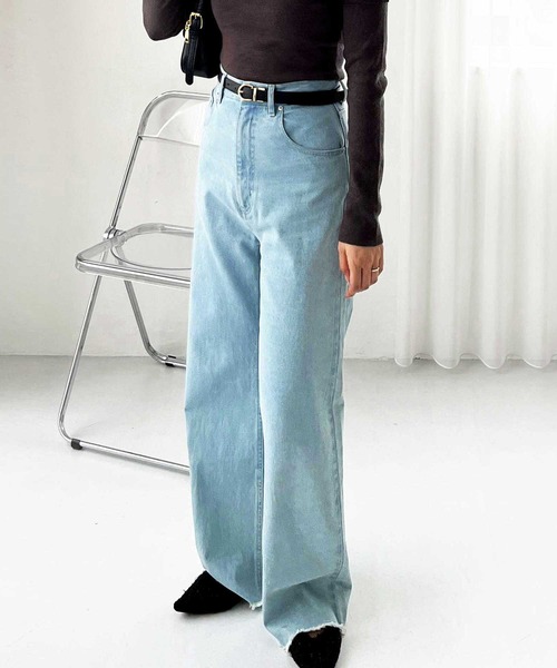 セール】オリジナルパッチハイウエストデニム（デニムパンツ）｜nelliy