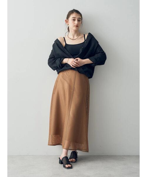 YECCA VECCA(イェッカヴェッカ)の「スクエアメッシュフレアスカート(スカート・レディース・ベージュ/ネイビー・S/M)」の22枚目の写真
