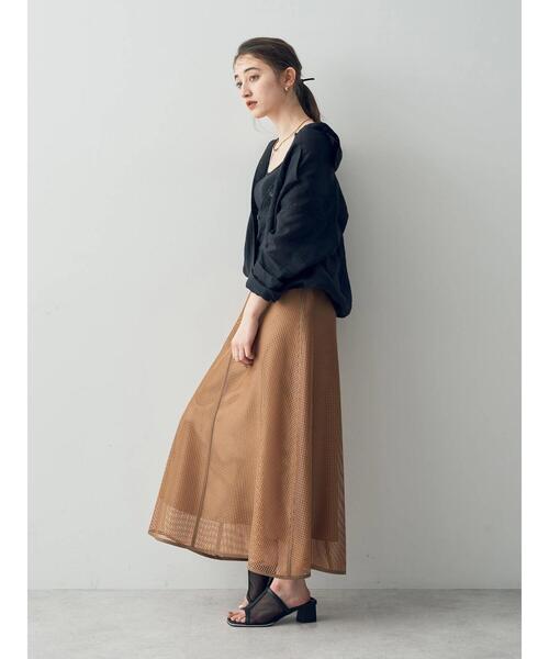 YECCA VECCA(イェッカヴェッカ)の「スクエアメッシュフレアスカート(スカート・レディース・ベージュ/ネイビー・S/M)」の21枚目の写真