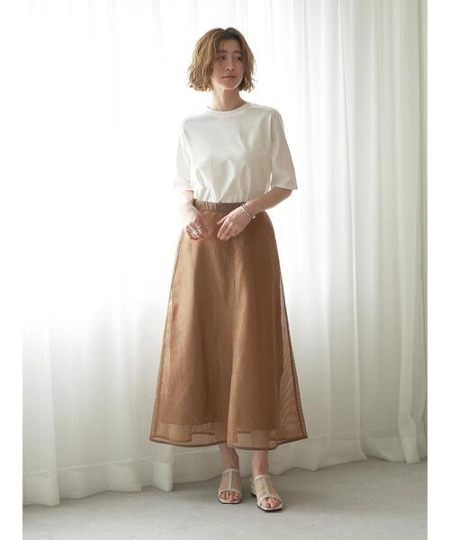 YECCA VECCA(イェッカヴェッカ)の「スクエアメッシュフレアスカート(スカート・レディース・ベージュ/ネイビー・S/M)」の15枚目の写真