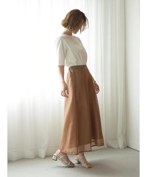 YECCA VECCA(イェッカヴェッカ)の「スクエアメッシュフレアスカート(スカート・レディース・ベージュ/ネイビー・S/M)」の13枚目の写真