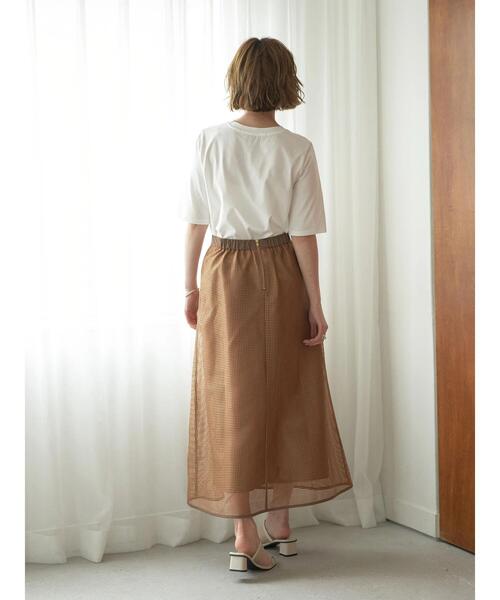 YECCA VECCA(イェッカヴェッカ)の「スクエアメッシュフレアスカート(スカート・レディース・ベージュ/ネイビー・S/M)」の12枚目の写真