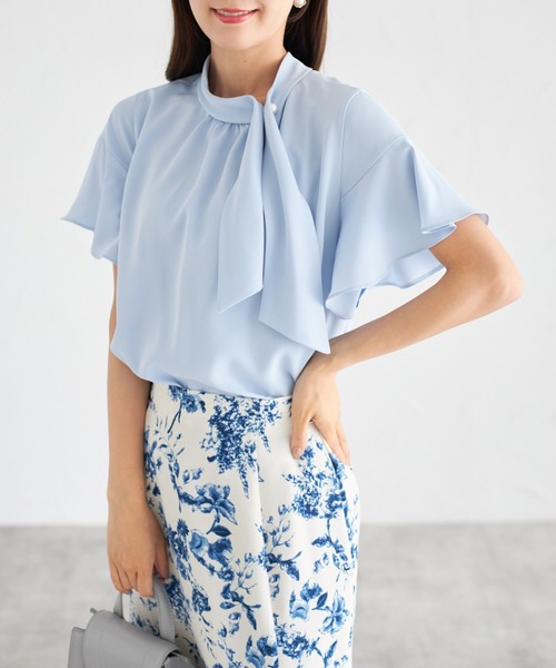 tocco closet(トッコ クローゼット)の「【ZOZO限定】フレアスリーブボウタイブラウス(シャツ/ブラウス・レディース・サックスブルー/パープル/ブラック/アイボリー・M)」の15枚目の写真