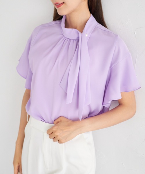 tocco closet(トッコ クローゼット)の「【ZOZO限定】フレアスリーブボウタイブラウス(シャツ/ブラウス・レディース・サックスブルー/パープル/ブラック/アイボリー・M)」の20枚目の写真