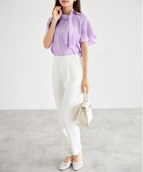 tocco closet(トッコ クローゼット)の「【ZOZO限定】フレアスリーブボウタイブラウス(シャツ/ブラウス・レディース・サックスブルー/パープル/ブラック/アイボリー・M)」の19枚目の写真