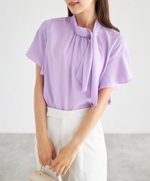 tocco closet(トッコ クローゼット)の「【ZOZO限定】フレアスリーブボウタイブラウス(シャツ/ブラウス・レディース・サックスブルー/パープル/ブラック/アイボリー・M)」の21枚目の写真