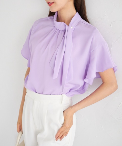 tocco closet(トッコ クローゼット)の「【ZOZO限定】フレアスリーブボウタイブラウス(シャツ/ブラウス・レディース・サックスブルー/パープル/ブラック/アイボリー・M)」の22枚目の写真