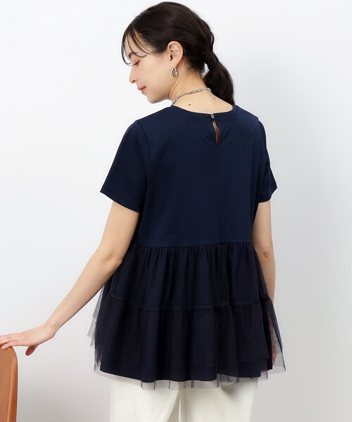OPAQUE.CLIP(オペークドットクリップ)の「◆チュールドッキングティアードカットソー【洗濯機洗い可】(Tシャツ/カットソー・レディース・ブラック/ホワイト/ネイビー・36/40/38)」の9枚目の写真