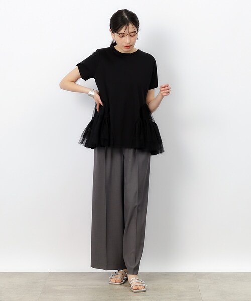 OPAQUE.CLIP(オペークドットクリップ)の「◆チュールドッキングティアードカットソー【洗濯機洗い可】(Tシャツ/カットソー・レディース・ブラック/ホワイト/ネイビー・36/40/38)」の13枚目の写真