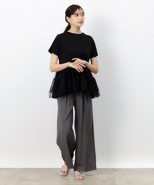 OPAQUE.CLIP(オペークドットクリップ)の「◆チュールドッキングティアードカットソー【洗濯機洗い可】(Tシャツ/カットソー・レディース・ブラック/ホワイト/ネイビー・36/40/38)」の14枚目の写真