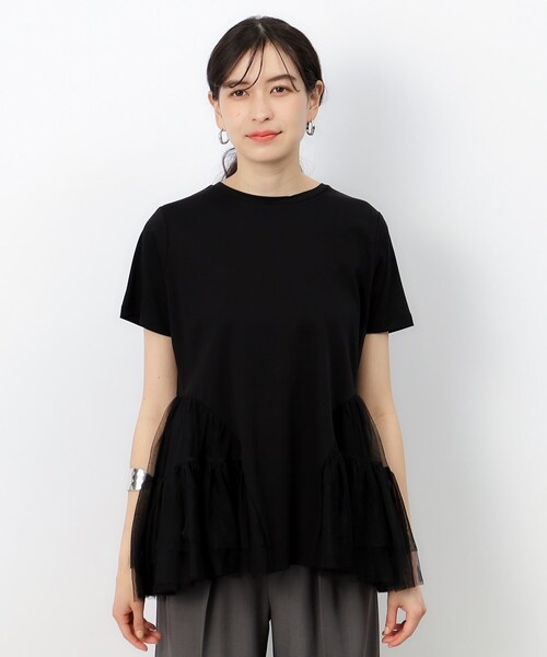 OPAQUE.CLIP(オペークドットクリップ)の「◆チュールドッキングティアードカットソー【洗濯機洗い可】(Tシャツ/カットソー・レディース・ブラック/ホワイト/ネイビー・36/40/38)」の16枚目の写真