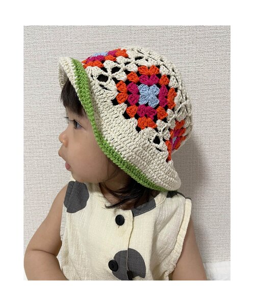 BREEZE（ブリーズ）の「クロシェ編みハット（ハット・キッズ・オフホワイト/ベージュ・48/58/54/50）」の4枚目の写真