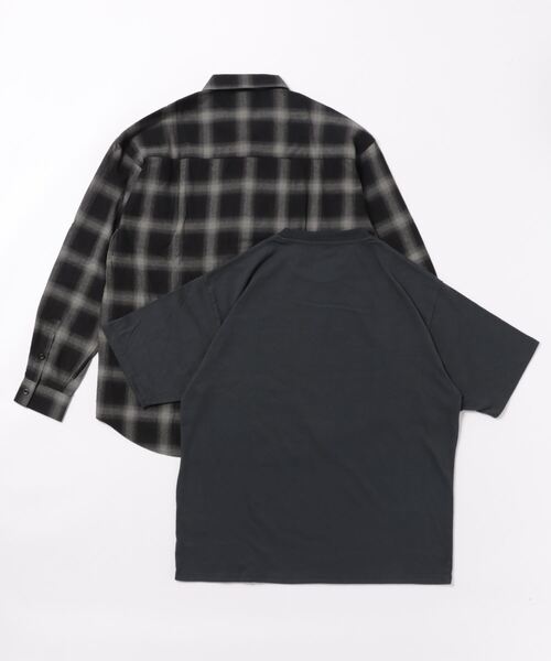 TIMELY WARNING（タイムリーワーニング）の「【TIMELY WARNING】CHECK SHIRTS＆BAND TEE ENSEMBLE（シャツ/ブラウス・メンズ・ブラック系その他/グレー系その他・M/L/XL）」の3枚目の写真