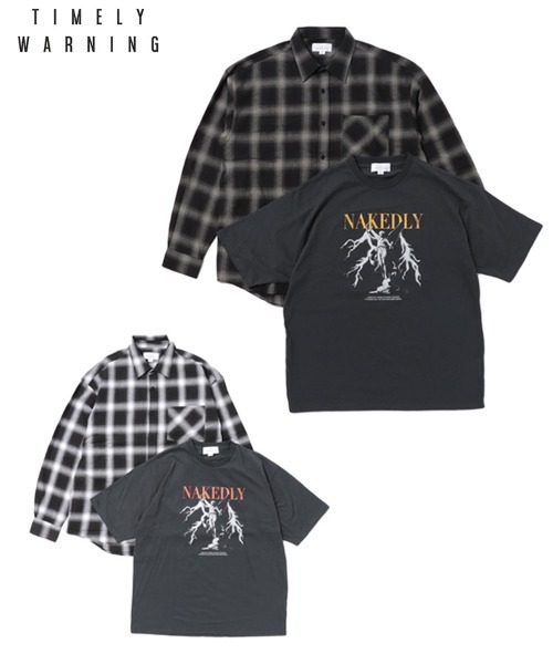 TIMELY WARNING（タイムリーワーニング）の「【TIMELY WARNING】CHECK SHIRTS＆BAND TEE ENSEMBLE（シャツ/ブラウス・メンズ・ブラック系その他/グレー系その他・M/L/XL）」の6枚目の写真