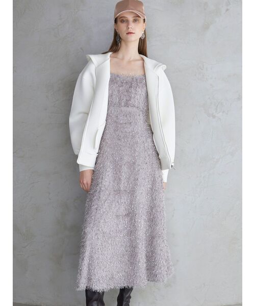 MERCURYDUO（マーキュリーデュオ）の「ダンボールジップアップパーカ（パーカー・レディース・チャコールグレー/オフホワイト/ラベンダー・FREE）」の6枚目の写真