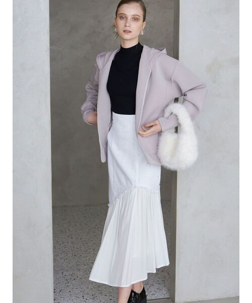 MERCURYDUO（マーキュリーデュオ）の「ダンボールジップアップパーカ（パーカー・レディース・チャコールグレー/オフホワイト/ラベンダー・FREE）」の9枚目の写真