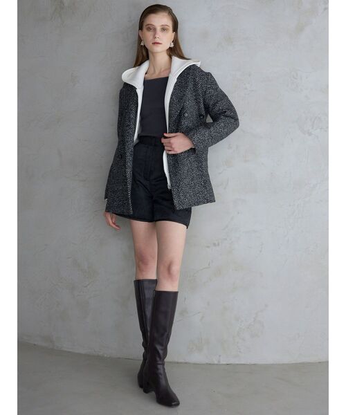 MERCURYDUO（マーキュリーデュオ）の「ダンボールジップアップパーカ（パーカー・レディース・チャコールグレー/オフホワイト/ラベンダー・FREE）」の14枚目の写真