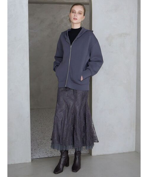 MERCURYDUO（マーキュリーデュオ）の「ダンボールジップアップパーカ（パーカー・レディース・チャコールグレー/オフホワイト/ラベンダー・FREE）」の17枚目の写真